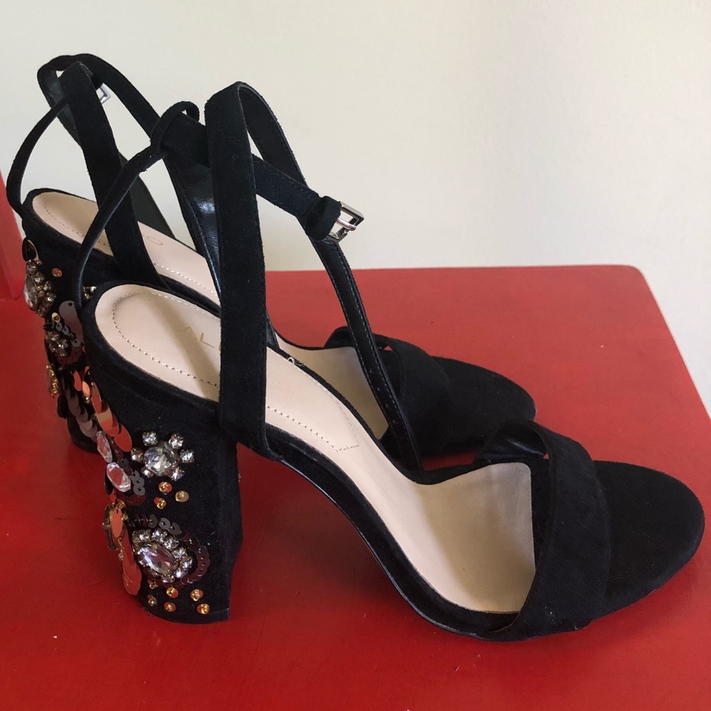 New Aldo Black jeweled heels
